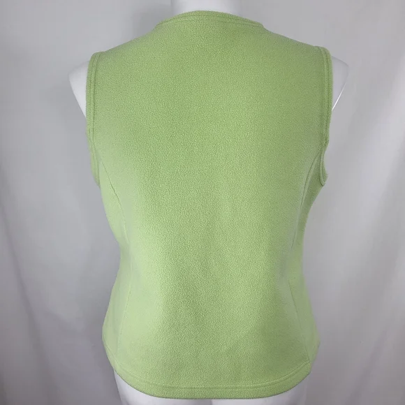LL Bean Fleece VEST Womens Size XL Light Green Full Zip Sleeveless Collarless - Picture 3 of 14